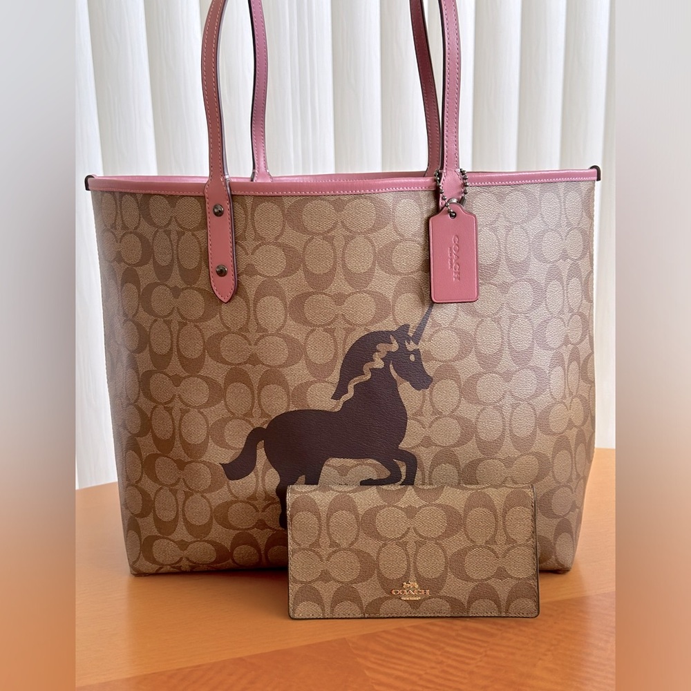NEW COACH UNICORN TOTE BAG & MATCHING WALLET SUER CUTE!!!